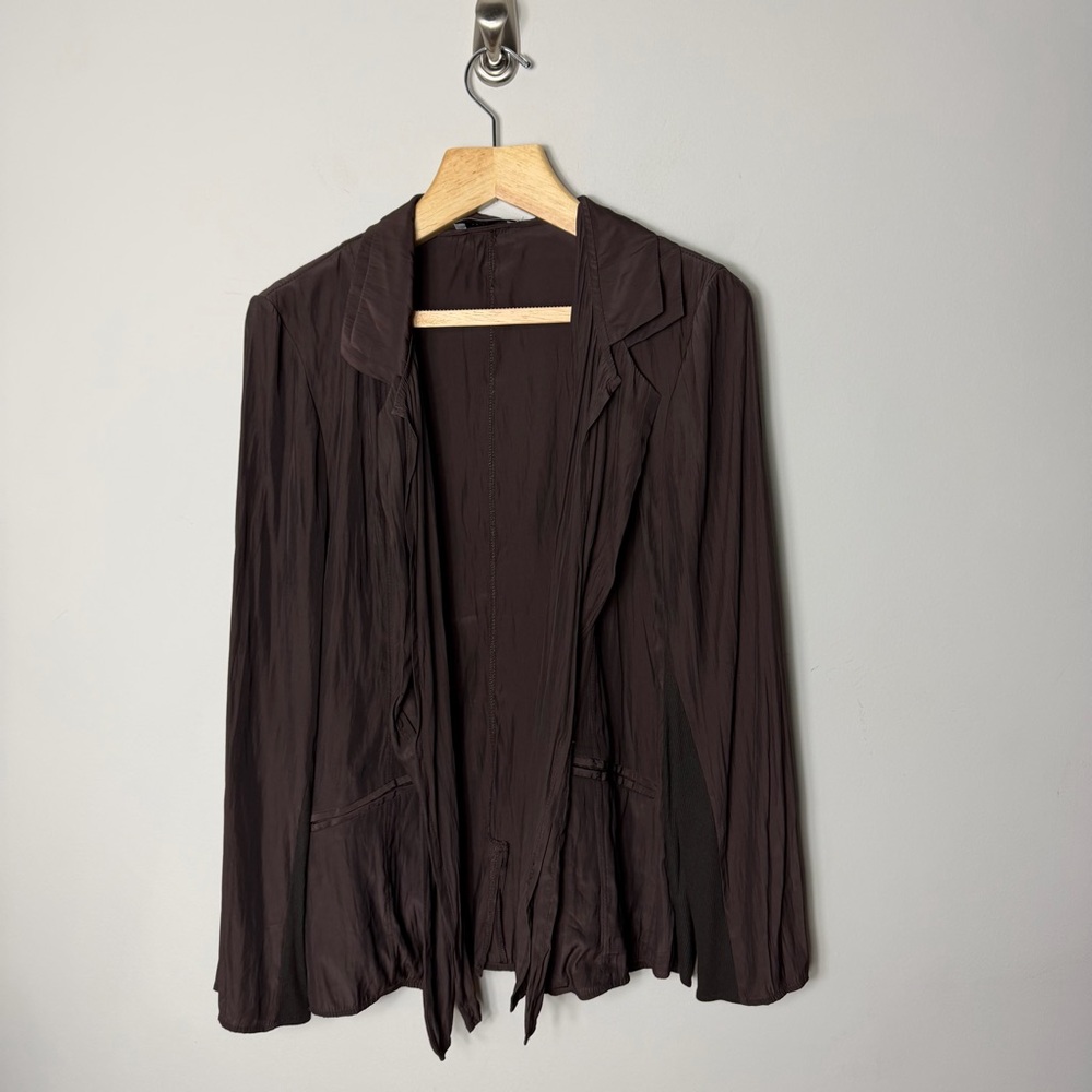 Lola & Sophie Chocolate Brown Silky Cardigan Long Sleeve Top Size XL 141